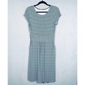 Boden Midi Dress Womens 8 Blue Stretch Cap Sleeve Pullover Pockets